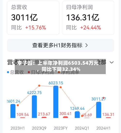 李子园：上半年净利润6503.54万元，同比下降32.34%-第2张图片