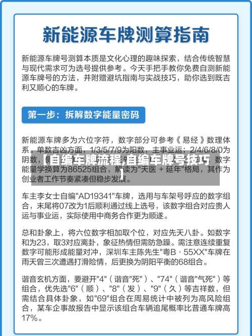 【自编车牌流程,自编车牌号技巧】