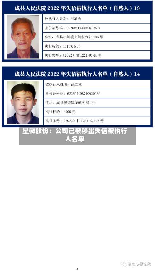 星徽股份:公司已被移出失信被执行人名单