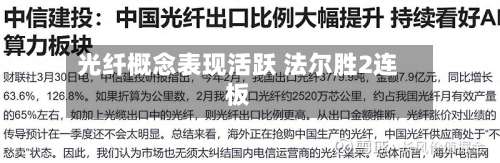 光纤概念表现活跃 法尔胜2连板