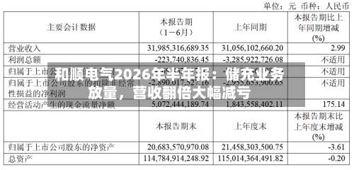 和顺电气2026年半年报：储充业务放量，营收翻倍大幅减亏-第2张图片