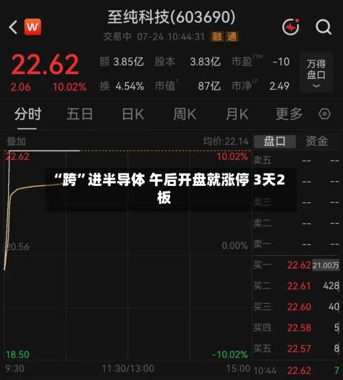 “跨”进半导体 午后开盘就涨停 3天2板