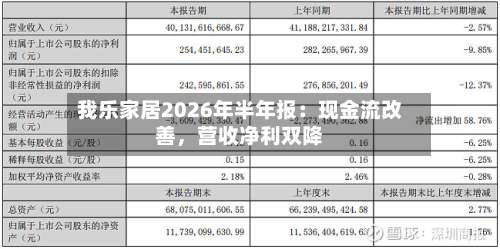 我乐家居2026年半年报：现金流改善	，营收净利双降-第3张图片
