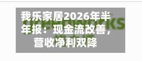 我乐家居2026年半年报：现金流改善，营收净利双降-第2张图片