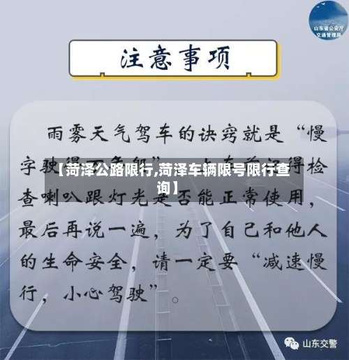 【菏泽公路限行,菏泽车辆限号限行查询】-第3张图片