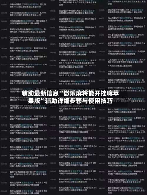 辅助最新信息“微乐麻将能开挂嘛苹果版”辅助详细步骤与使用技巧-第2张图片