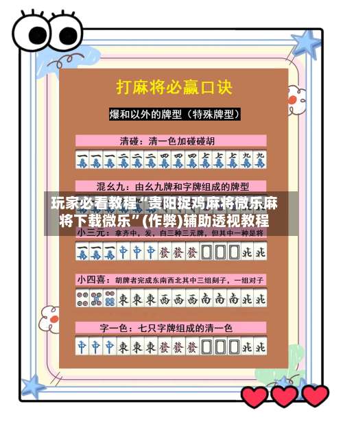 玩家必看教程“贵阳捉鸡麻将微乐麻将下载微乐”(作弊)辅助透视教程-第2张图片